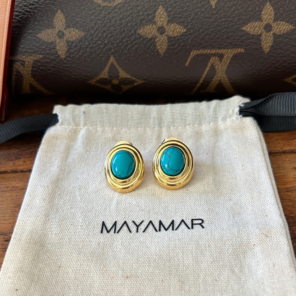 Mayamar classic‎ and timeless Gold and Turquoise Earrings